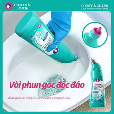 Nước Tẩy Rửa Bồn Cầu Logeski 500ml, công thức kiềm không làm hư hại các sản phẩm men sứ, gạch nhà vệ sinh