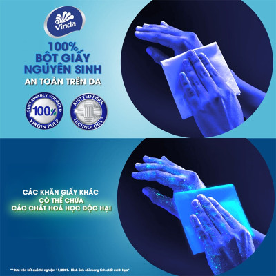 [MUA 4 LỐC SIZE L TẶNG 4 GÓI KHĂN RÚT SIZE L + 1 MÓC KHÓA] Khăn giấy rút cao cấp Vinda Deluxe 3 lớp 110 tờ size L (4 Gói)