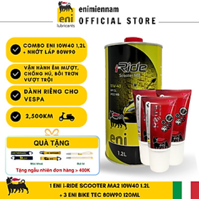 (HCM) Combo Eni Scooter 10W40 1.2L + Nhớt Láp 80W90 120ML