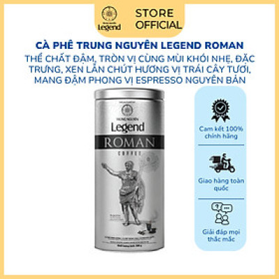 Cà Phê Rang Xay Trung Nguyên Legend Roman - Lon 200gr - Phong Cách Espresso Nguyên Bản, Đậm Đà, Hương Trái Cây Tươi