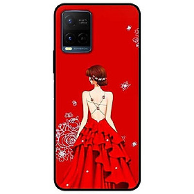 Ốp lưng dành cho Vivo Y21 - Vivo Y21s mẫu Cô Gái Hai Dây Đầm Đỏ