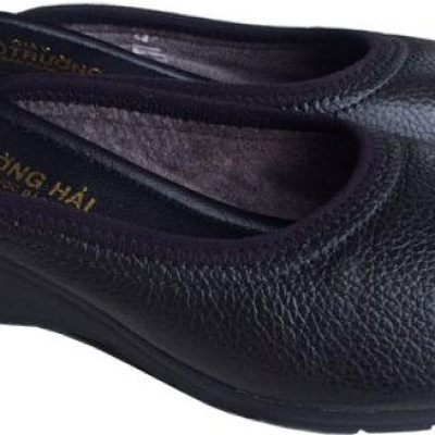 Dép bít mũi nữ Trường Hải đế xuồng cao 4cm da bò thật mềm mại BM177