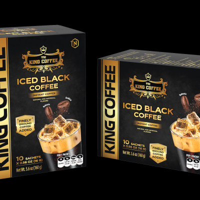 King Coffee Cà Phê Hòa Tan Đen Đá - Có Đường - Hộp 160g (10 gói x16g) Mạnh như cà phê rang xay