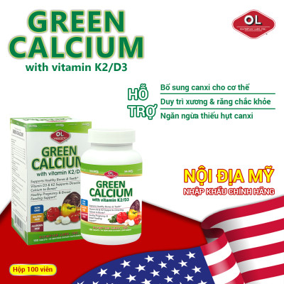 Green Calcium Olympian Labs Mỹ hộp 100 viên canxi hữu cơ chắc khoẻ xương không gây nóng dễ hấp thu