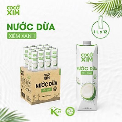 Thùng 12 Hộp Nước dừa đóng hộp Cocoxim Xanh dung tích 1000ml/Hộp