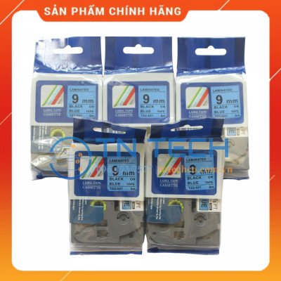 Nhãn In Tz2-521 - Đen nền dương 9mm x 8m - Dùng cho máy in BROTHER - AIMO - PUTY [Hàng Nhập Khẩu]