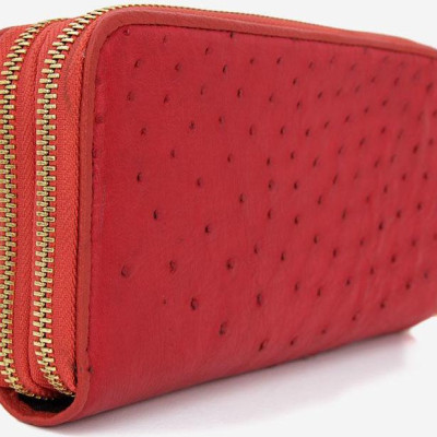 Ví nữ da đà điểu Huy Hoàng 2 khóa màu đỏ HT3444