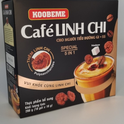 Cà phê hoà tan Café Linh Chi Special Koobeme cho người tiểu đường, ổn định đường huyết vị ngọt béo đậm đà Hộp 18 gói