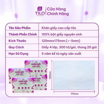 Khăn giấy rút bàn TiLo 300 tờ 4 lớp dai mềm mịn, an toàn, siêu tiện lợi, siêu tiết kiệm