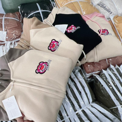 Áo khoác của nữ dây kéo Gấu Raplag Hình Thêu xinh xinh đẹp-A2074