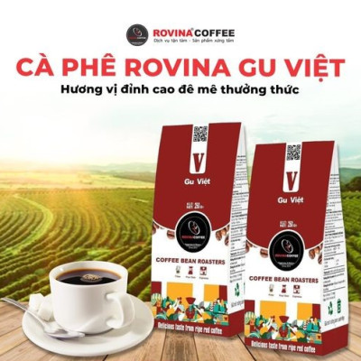 Cà Phê Rovina Gu Việt- Pha Máy - Gói 250gr ( Nguyên Hạt) Mùi Thơm Quyến Rũ, Đậm Đà Đúng Chuẩn Gu Việt.