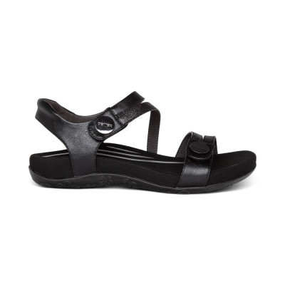 Sandal sức khỏe nữ Aetrex Jess Black - giày quai hậu ôm vòm chân, đệm memoryfoam