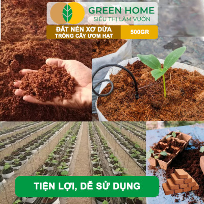 Đất Trồng Cây Greenhome, Viên Nén 500gr, Đã Qua Xử Lý, Bổ Sung Vi Sinh, Nở Gấp 5 Lần, Trồng Rau Hoa