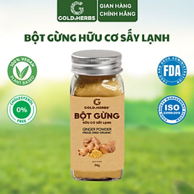 Hàng chính hãng - Bột gừng hữu cơ sấy lạnh GoldzHerbs, 100% nguyên chất, gia vị nấu ăn – 50g