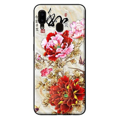 Ốp lưng in cho Samsung Galaxy A20 mẫu Mẫu Đơn Đỏ Hồng - Hàng chính hãng