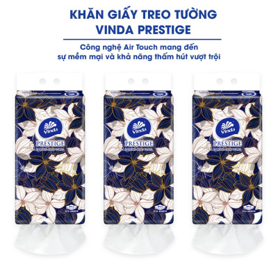 [MUA 1 THÙNG KHĂN TREO TƯỜNG TẶNG 3 GÓI  + 1 ẤM TRÀ] Khăn giấy treo tường cao cấp Vinda Prestige 4D 3 lớp 212 tờ
