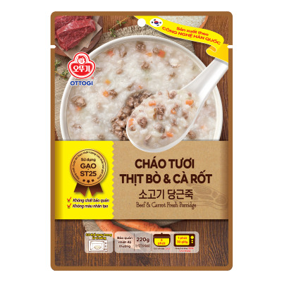 Cháo tươi thịt bò và cà rốt Ottogi 220g