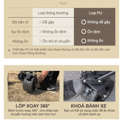 Xe kéo dã ngoại, ngoài trời, du lịch, cắm trại, picnic, đa năng bánh xe rộng có khóa cố định dung thích 230l gấp gọn