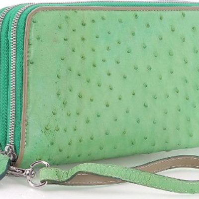 Ví Da Đà Điểu Nhiều Ngăn Huy Hoàng HT3427 (11 x 22 cm) - Xanh Lá
