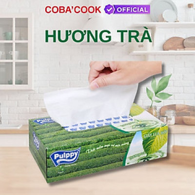 Giấy Lụa Hộp Pulppy Hương Trà Khăn Giấy Rút 100 Tờ 2 Lớp
