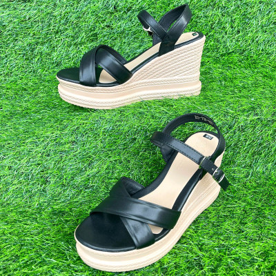 Xăng đan nữ đế xuồng 9cm Trường Hải da mềm đế PU siêu nhẹ DX155