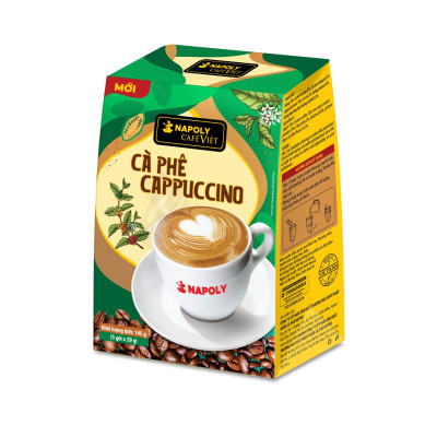 Cà Phê CAPPUCCINO Napoly Coffee Arabica/Robusta Hòa Tan Giữ Hương Vị Cà Phê, Đậm Đà, Thơm Béo Của Sữa