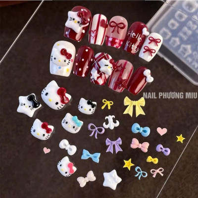 Khuôn in 3D Tạo Hình Mèo Cute Nơ Tim Ngôi Sao Làm Nail Xinh Xắn, Khuân Vuông Silicon Trong Suốt Nhiều Mẫu Hoạt Hình Dễ Thương Không Mùi