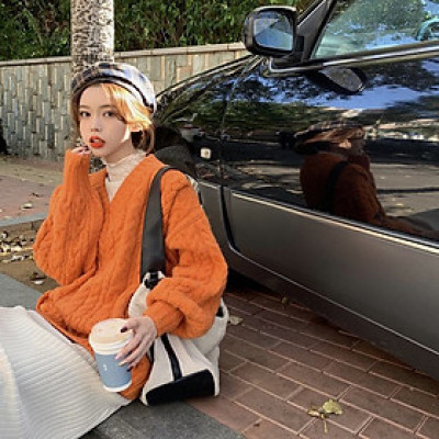 Áo len nữ dáng oversize trẻ trung thời trang Hàn Quốc - Hàng cao cấp len lông mịn