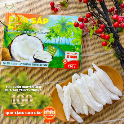 Dừa sáp sấy dẻo VICOSAP nguyên chất ít ngọt béo thơm đặc sản Trà Vinh