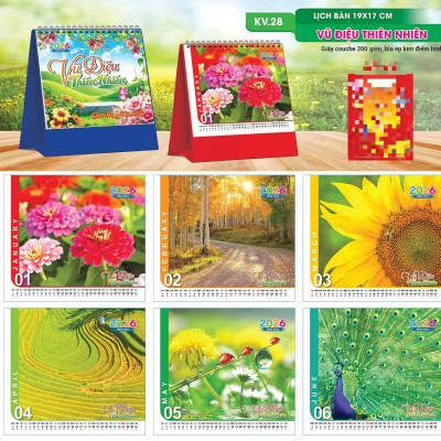 Lịch Để Bàn 2026 Đế Chữ A ,Bìa Ép Kim Điển Hình Cao Cấp, Sang Trọng