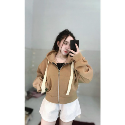 Áo khoác nữ nỉ form dài và fom lửng zip tay bồng vải nỉ ngoại có mũ nón 2 lớp form rộng hàng bao chất siêu hot-A2057