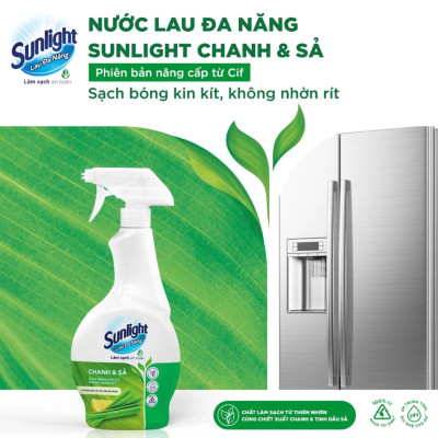 Combo 2 Chai Nước Lau Đa Năng Sunlight Chanh & Sả Phiên Bản Nâng Cấp Từ Cif Sạch Bóng Kin Kít, Không Nhờn Rít Chai 500ML