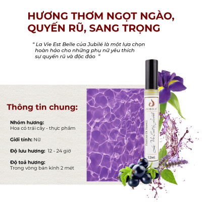 Set Tinh dầu nước hoa Pháp nữ La Vie Est by Jubilé Dạng lăn 12ml + Dạng xịt 5 ml Thơm Lâu, Sang Trọng, Quyến Rũ