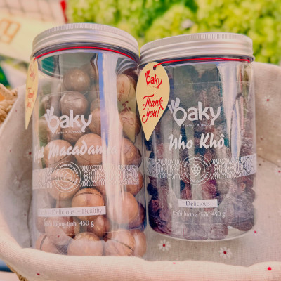 Quà Tặng Oaky - Combo Hạt Dinh Dưỡng Cao Cấp - Hạt Macca, Nho Khô Size lớn (450gram) - Tặng Túi Giấy Sang Trọng
