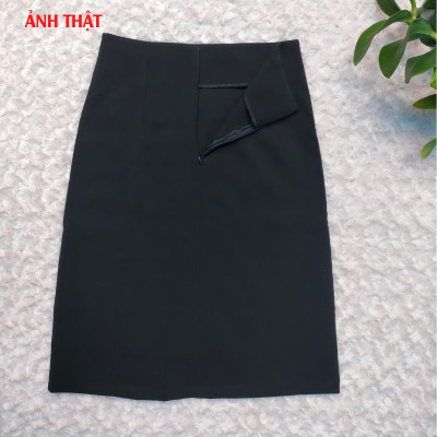 Chân Váy Công Sở New Design Dáng Chữ A Dài Qua Gối Hàng Thiết Kế Cao Cấp Chất Vải Tốt, Co Giãn Màu Đen CV0068