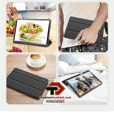 Bao da dành cho SamSung Galaxy Tab S8 Ultra có ngăn đựng bút chính hãng Dux Ducis Domo - Hàng nhập khẩu