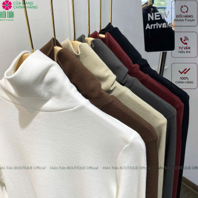 Áo giữ nhiệt nữ Hiền Trần BOUTIQUE cổ lọ dài tay chất vải cotton mềm mại kiểu dáng suông phong cách thanh lịch A14 Women
