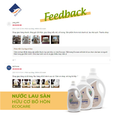 Nước lau sàn Hữu cơ Ecocare đuổi muỗi tinh dầu Quế 2000ml