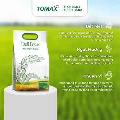 Combo 2 túi 5kg gạo Đài Thơm tơi xốp, dẻo cơm, thơm dịu - TOMAX