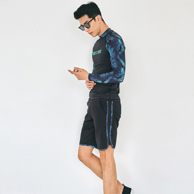 Bộ bơi nam dài tay cao cấp, tay phối họa tiết cá tính, chất bơi chuyên dụng co giãn tốt, dày dặn đẹp, có mẫu nữ để mặc đôi | BN020