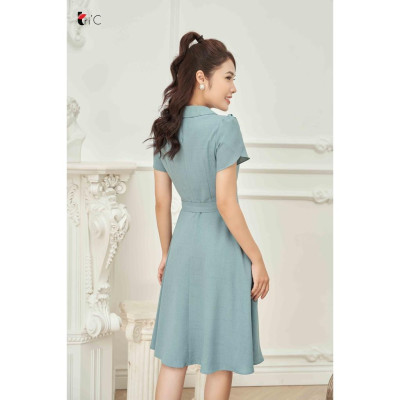 Đầm xòe cổ 2 ve, tay bồng Tri