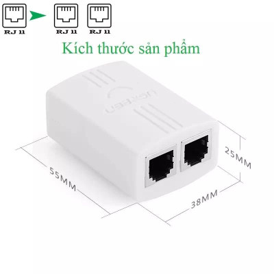 Ugreen UG2035120351TK Màu Trắng Đầu chia cổng điện thoại RJ11 1 ra 2 cao cấp - HÀNG CHÍNH HÃNG