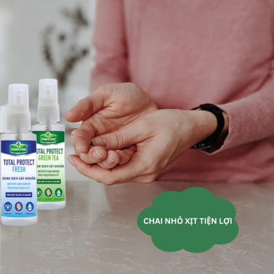 Combo Nước rửa tay kháng khuẩn nhanh Green Cross Total Protect 70ml Dạng Xịt
