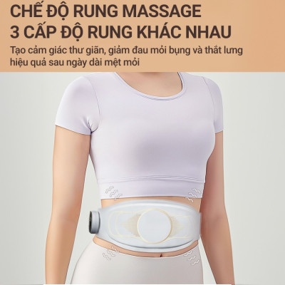 Đai [Máy] Massage Bụng Rung Lắc Hồng Ngoại Nhật Bản - Pin sạc - Chính Hãng Màu trắng - Giảm eo hiệu quả ,thon gọn cơ thể