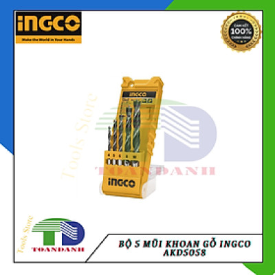 Bộ 5 mũi  khoan gỗ ingco AKD5058