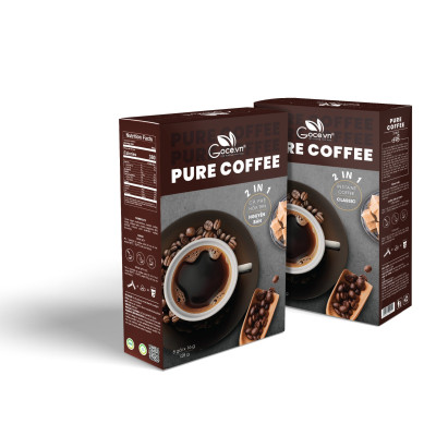 Pure Coffee Goce - Cafe Đen hòa tan 2 trong 1 - 128g (8 gói x 16g)