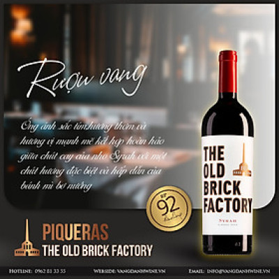 Rượu vang hữu cơ Organic Bodegas Piqueras S.A The Old Brick Factory Syrah (Spain) kèm túi hộp,đồ khui