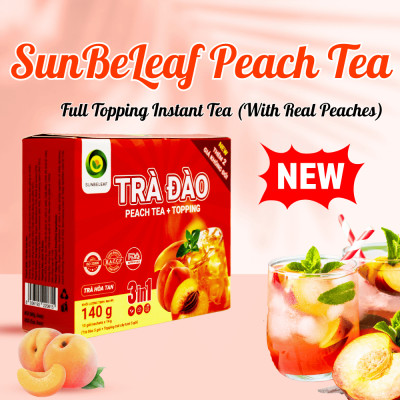 [TẶNG TOPPING] Trà Đào hòa tan Sunbeleaf, có đào thật, trà hoa quả tươi ngon, thanh mát, hộp 10 gói