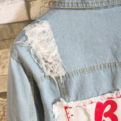 Áo khoác jean nam from rộng vá rách JB1