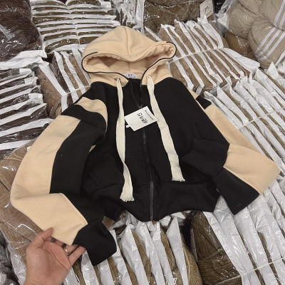 Áo khoác nữ nỉ dệt xuất khẩu cổ cao 4 túi phong cách phong cách-A2091